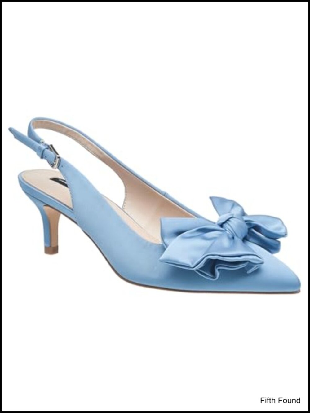 Satin Bow Slingback Pointed Toe Kitten Heel Pumps